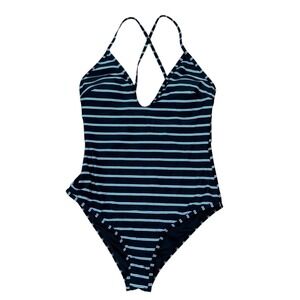 NWT Cupshe‎ Striped Plunge Lined Wireless One-Piece Swimming Suit Women's Size M